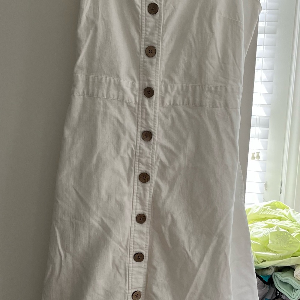 Nordstrom White Midi Dress with Button Detail